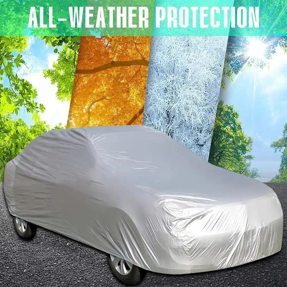 Car Cover Waterproof Dustproof All-Season PE Film Coat with Aluminum Protective Sunshade Universal Fit UV Ray Reflection