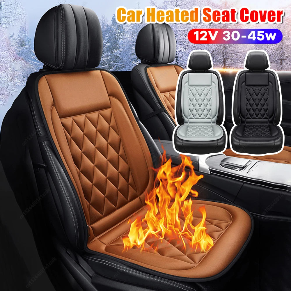 12V Winter Heated Car Seat Cover 30-45w Heating Warmer Car Seat Cushion Auto Universal Car Seat Protector Cloak Cover Pads Set