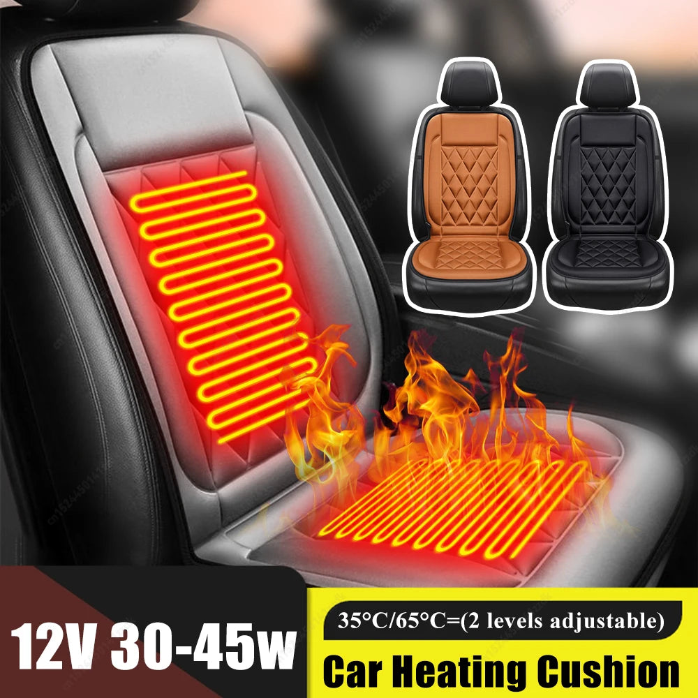 12V Winter Heated Car Seat Cover 30-45w Heating Warmer Car Seat Cushion Auto Universal Car Seat Protector Cloak Cover Pads Set