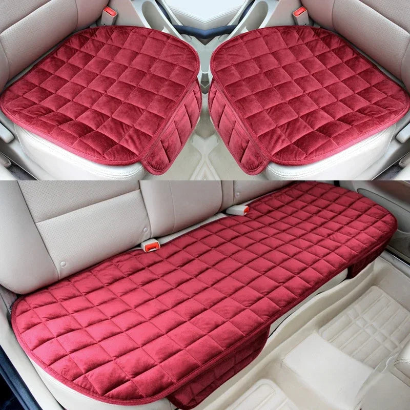 Car Seat Cover Front Rear Flocking Cloth Cushion Non Slide Winter Auto Protector Mat Pad Keep Warm Universal Fit Truck Suv Van