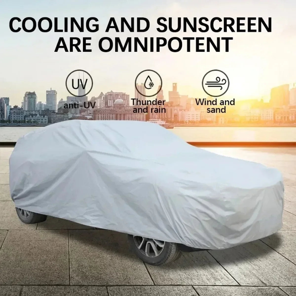 Car Cover Waterproof Dustproof All-Season PE Film Coat with Aluminum Protective Sunshade Universal Fit UV Ray Reflection