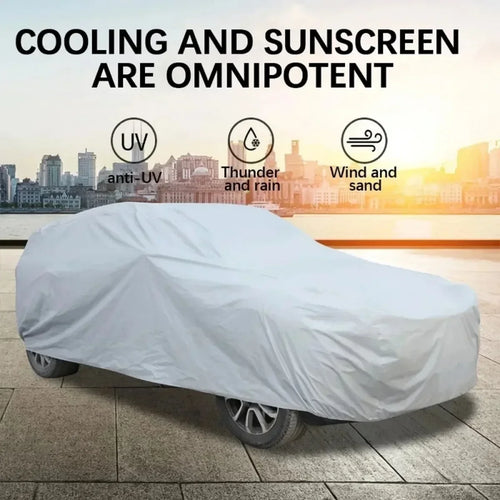 Car Cover Waterproof Dustproof All-Season PE Film Coat with Aluminum Protective Sunshade Universal Fit UV Ray Reflection